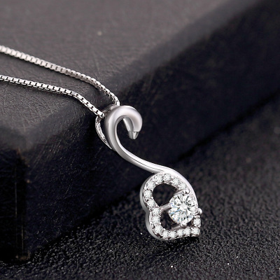 White Cubic Zirconia 925 Sterling Silver Necklace for Woman - Click Image to Close